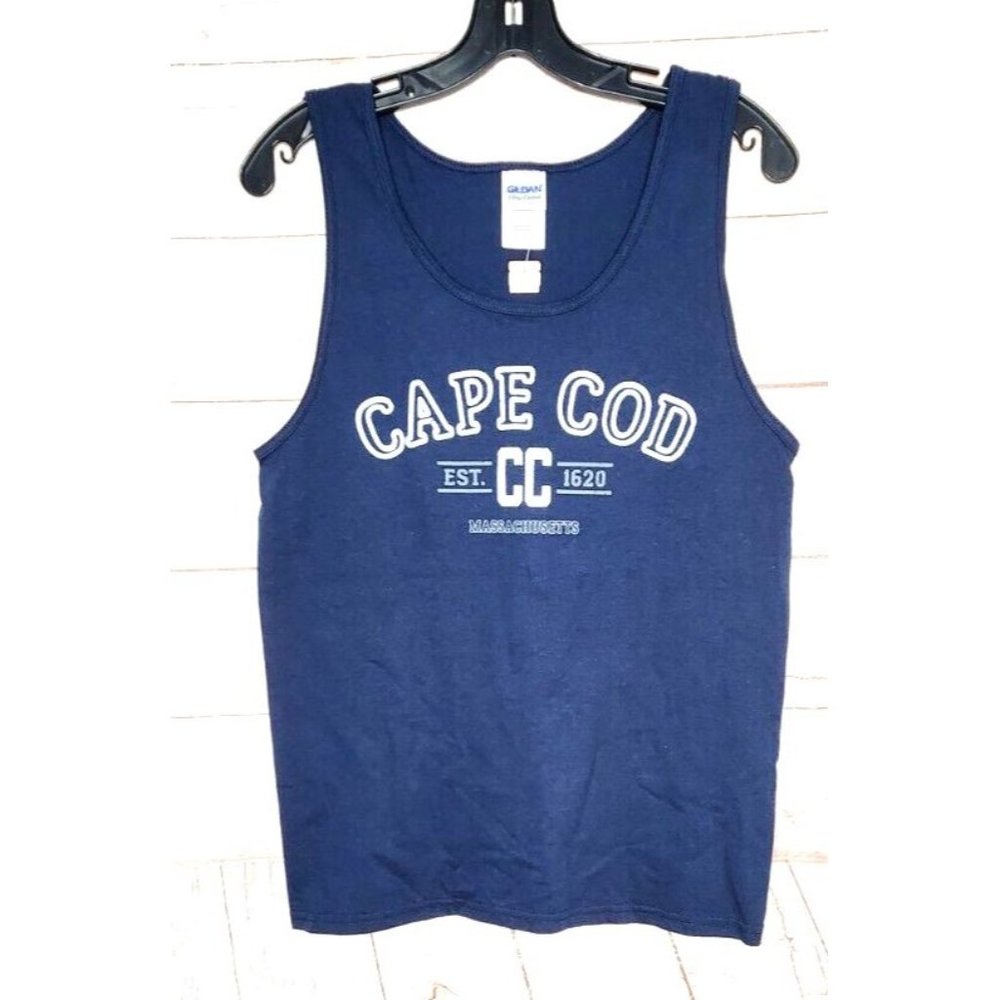 Gildan Ultra Cotton Cape Cod Massachusetts Graphics Navy Blue Tank Top